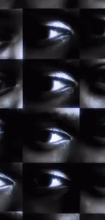Multiple human eyes in a mystic black and white pattern.