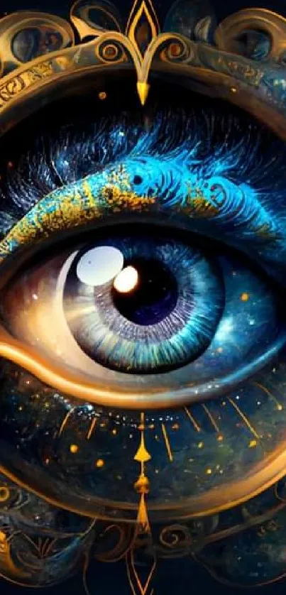 Enchanting mystical eye mobile wallpaper with vibrant cosmic elements.