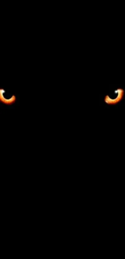 Dark wallpaper with glowing orange eyes.