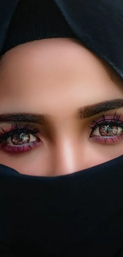 Captivating eyes with a dark veil, offering a mystical and elegant look.