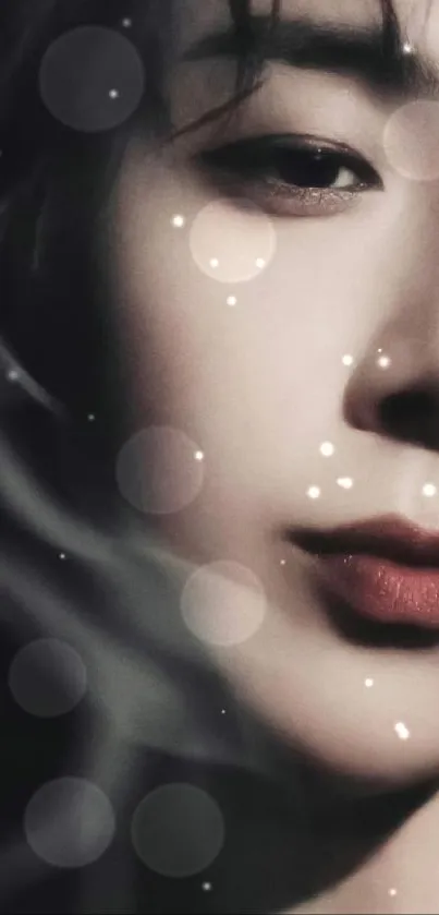 Mysterious close-up face art mobile wallpaper.