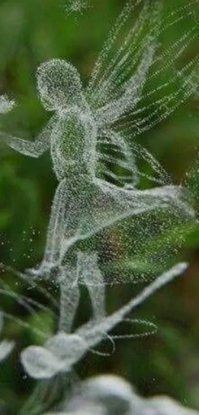 Mystical fairy made of dust on a green background.