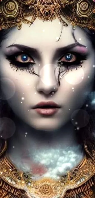 Mystical fantasy art with ornate headdress and enchanting eyes.