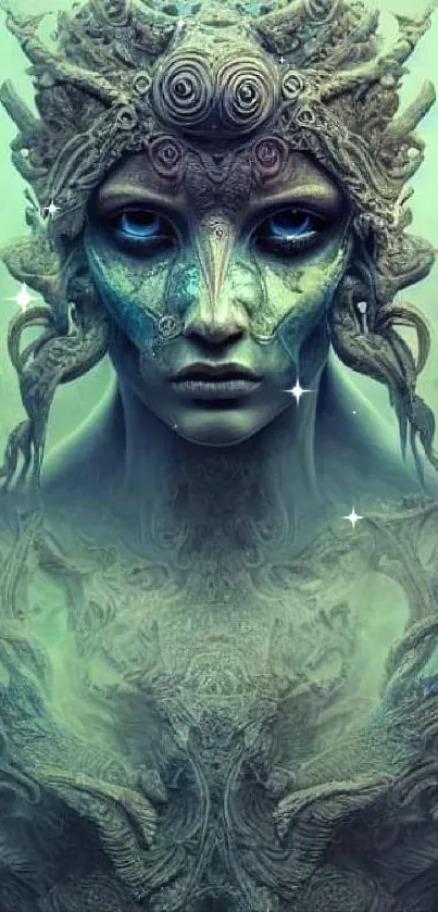 Mystical fantasy artwork featuring an ethereal, intricate figure.