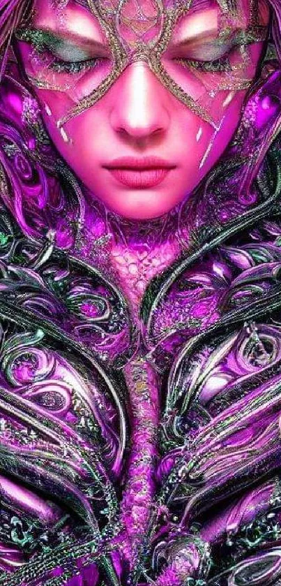 Intricate magenta fantasy art wallpaper for mobile.