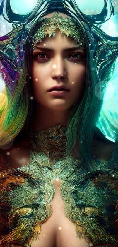 Mystical fantasy artwork with vivid colors for mobile wallpaper.