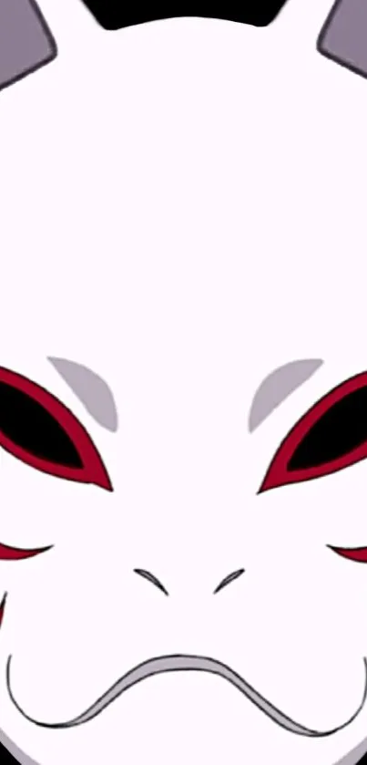 Anime-inspired mystical fox mask art with red and black accents on a white background.