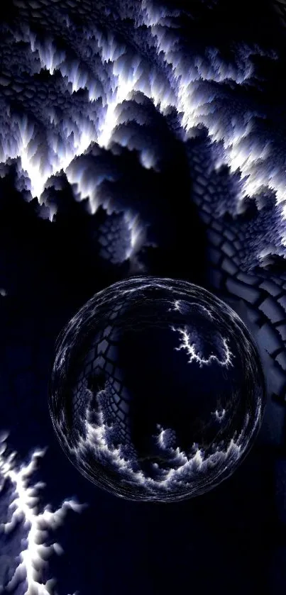 Mesmerizing fractal dark sphere on abstract background wallpaper.