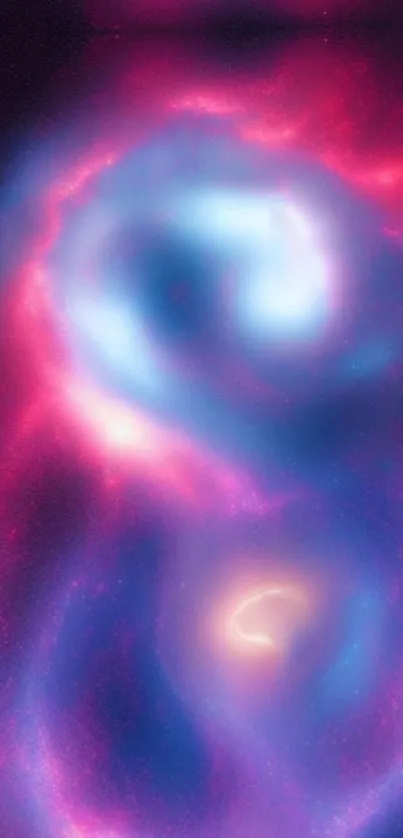 Abstract galaxy wallpaper with swirling blue and purple hues, cosmic design.