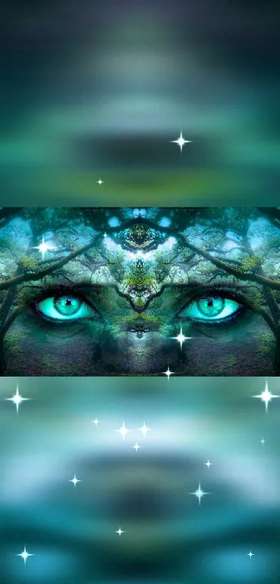 Mystical eye with galaxy and stars as mobile wallpaper.