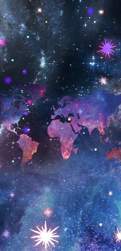 Mystical galaxy wallpaper with nebulae and stars in vibrant dark blue tones.