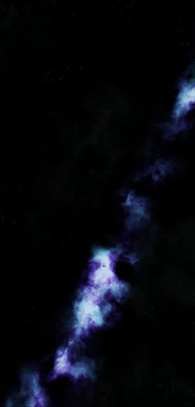 Mystical galaxy wallpaper with blue and black starry hues.