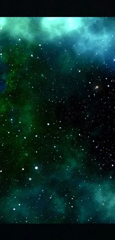 Mystical galaxy wallpaper with stars and nebulous hues for mobile.