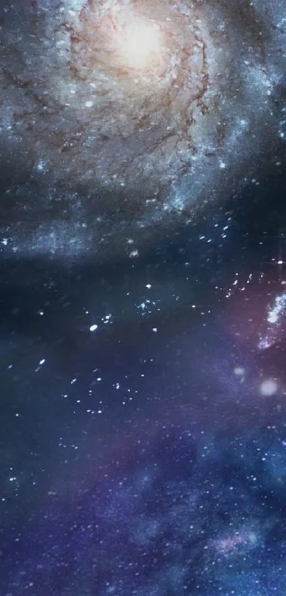 Mystical galaxy wallpaper with stars and cosmic colors for mobile screens.