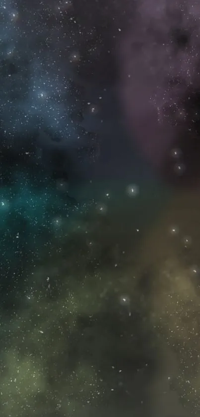 Mystical galaxy wallpaper with stars and cosmic clouds.