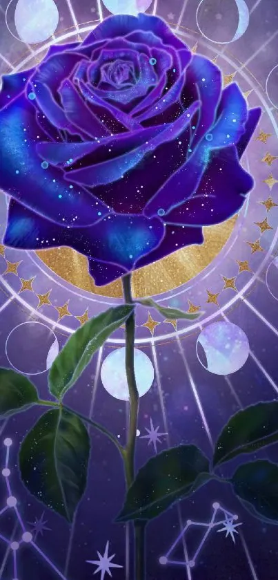 Mystical galaxy rose with celestial background.