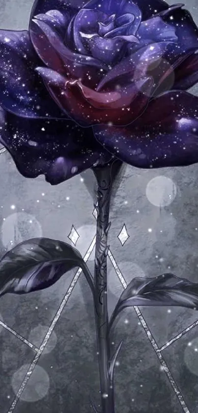 Mystical galaxy rose with starry design.