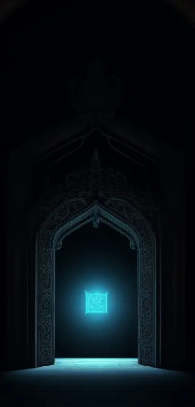 Ornate archway with mystical blue glow.