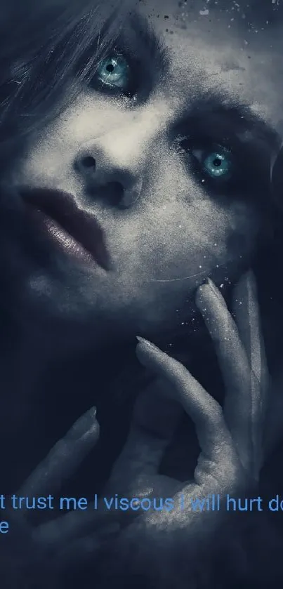 Mystical dark wallpaper with blue eyes.