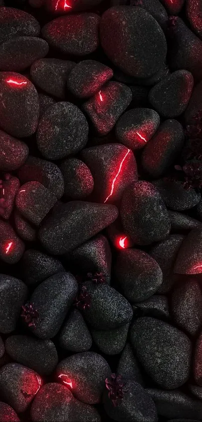 Dark stones with mystical red glows.