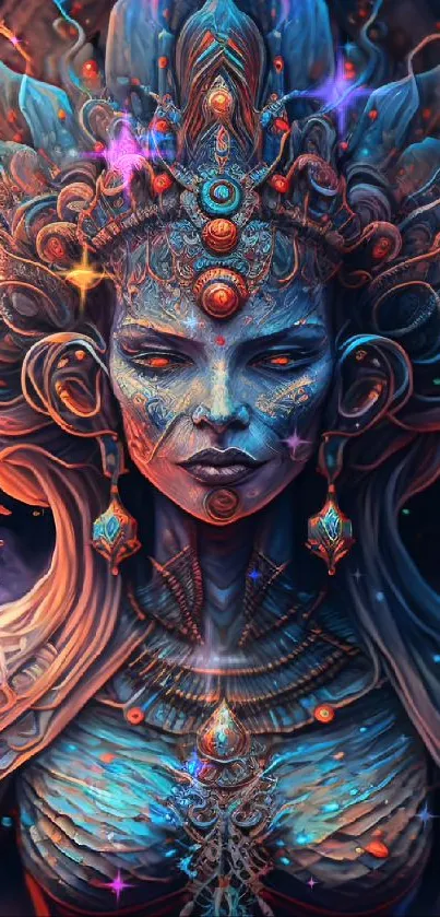 Mystical goddess art wallpaper with vibrant colors and intricate details.