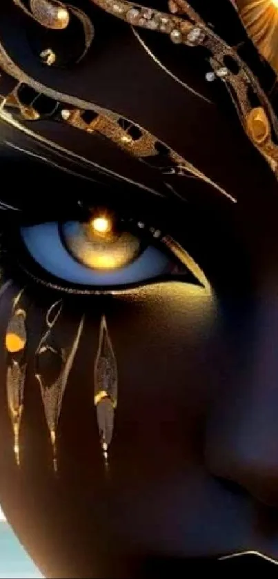 Mystical eye artwork with golden details.