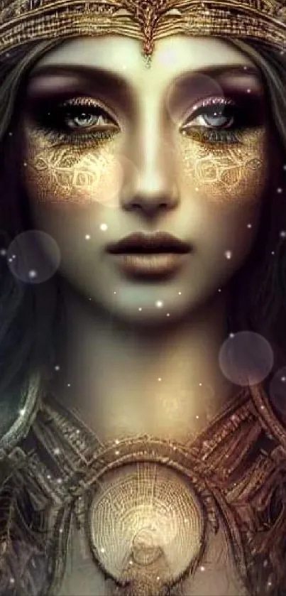 Golden goddess with mystical glow mobile wallpaper