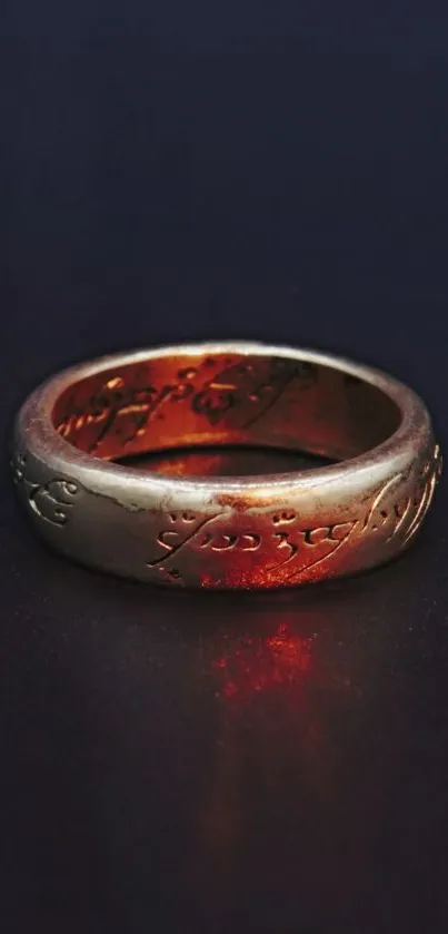 A golden ring with intricate engravings, glowing mysteriously.