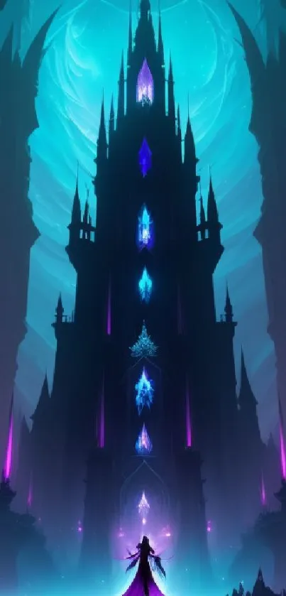 Mystical gothic castle with vibrant colors and fantasy elements.