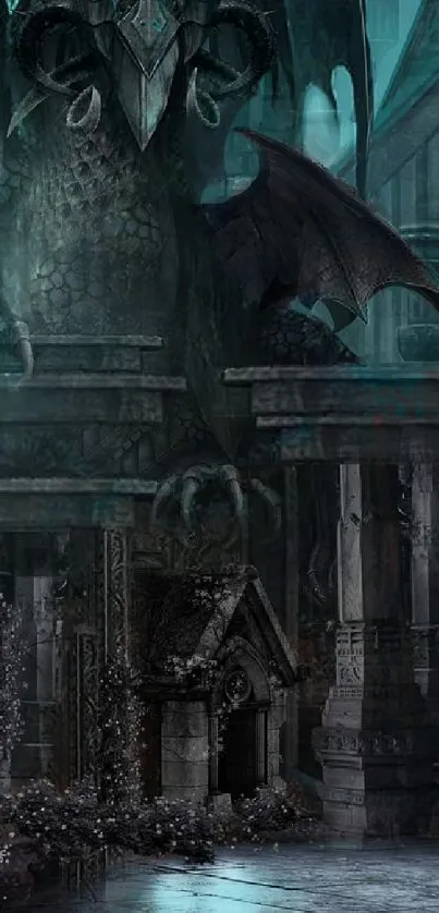Mystical gothic fantasy wallpaper with eerie architecture.
