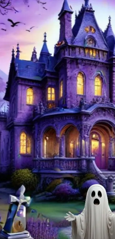 Gothic mansion surrounded by twilight and nature.