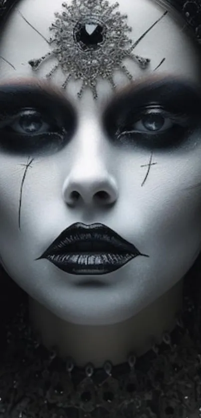 Mystical gothic portrait mobile wallpaper with dark tones and intricate details.