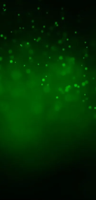 Dark green wallpaper with glowing particles effect.