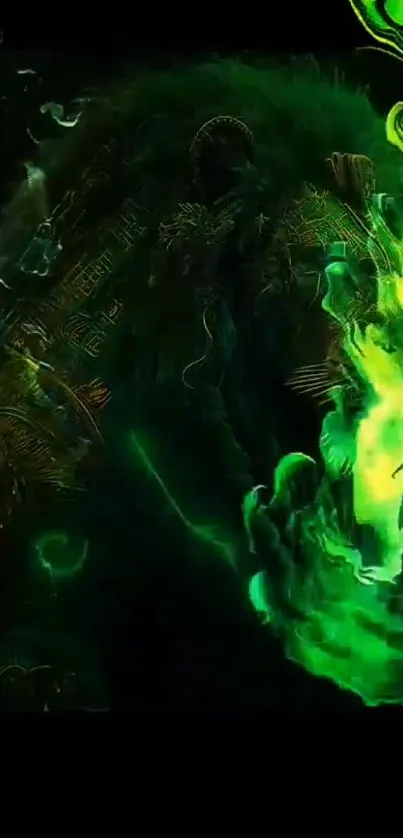 Vibrant mystical green digital art wallpaper.