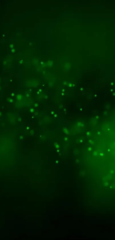 Green particle wallpaper with a dark, mystical glowing effect.