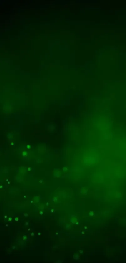 Green particle effect mobile wallpaper with a mystical touch.