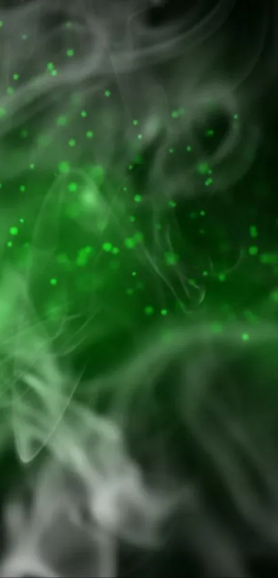 Abstract green smoke wallpaper with mystical design.