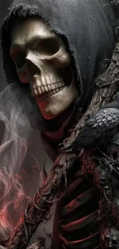 Grim Reaper artwork with skull and smoke