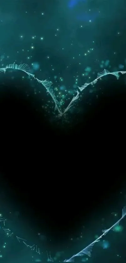 Mystical glowing heart wallpaper with a serene, dreamy blue background.