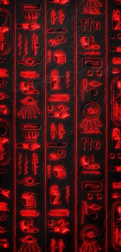 Red hieroglyphic symbols on a dark background mobile wallpaper.