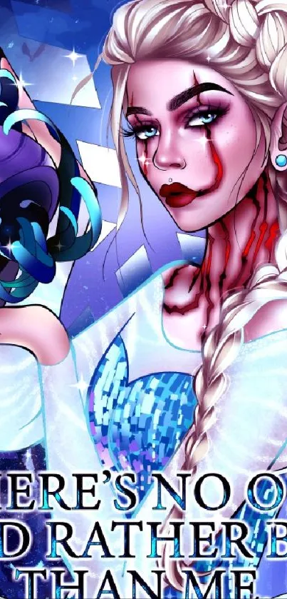 Fantasy ice queen with blue and purple hues.