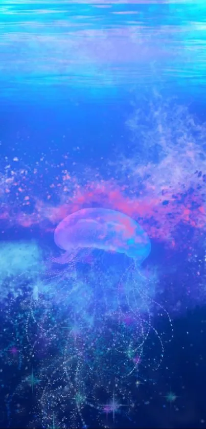 Mystical jellyfish in vibrant blue ocean wallpaper