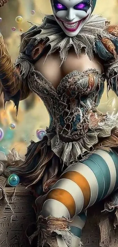 Mystical jester in detailed fantasy art wallpaper