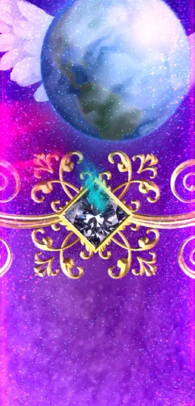 Mystical mobile wallpaper featuring jewel and galaxy themes.