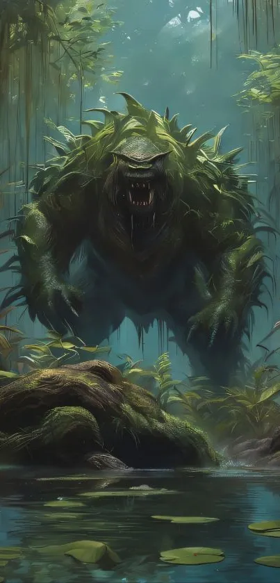 Forest green jungle beast on mobile wallpaper with vivid foliage.