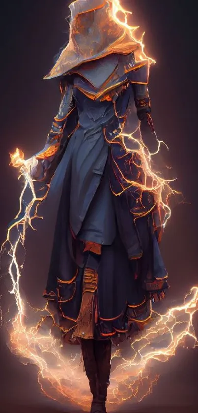 Enigmatic wizard shrouded in electric magic energy.