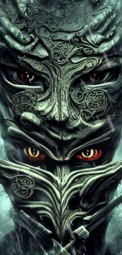 Intricate mystical mask fantasy wallpaper for mobile phone.