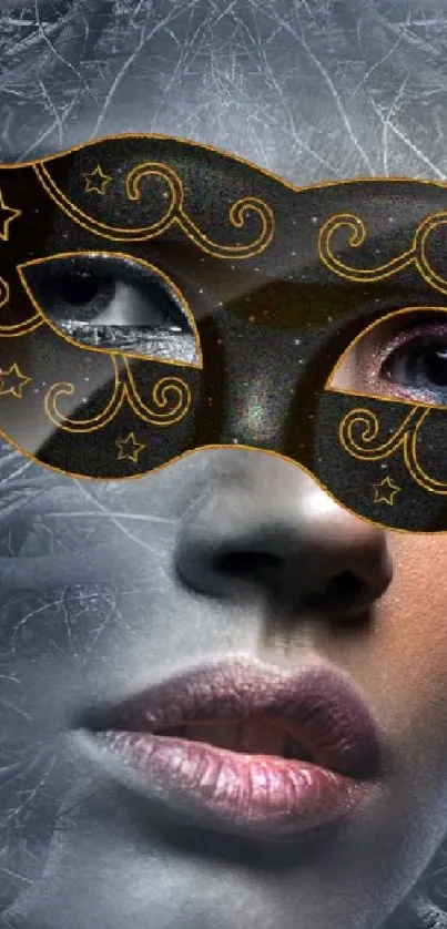 Ethereal woman with ornate mask mobile wallpaper.