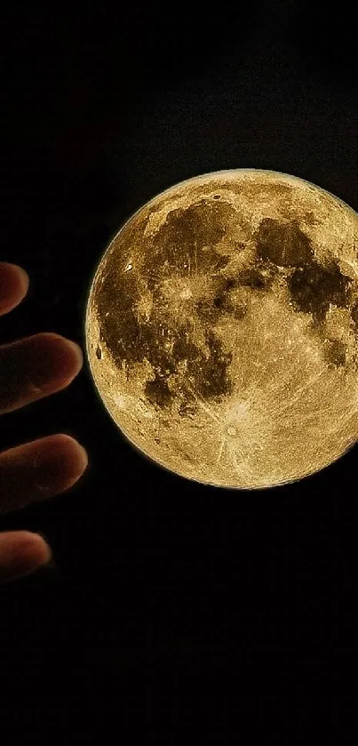 Glowing moon cradled between hands, perfect for night sky enthusiasts.