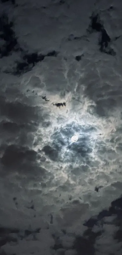 Moonlit clouds creating a mystical night sky view with a calming effect.